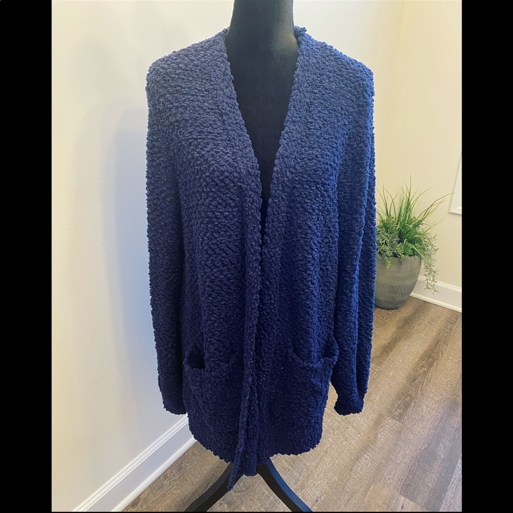 Zenana Navy Blue Popcorn Cardigan